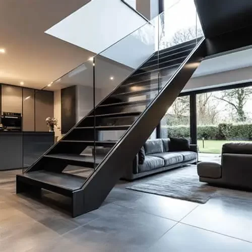 escadas de alto padrão residenciais comerciais e industriais fabricadas em estruturas metálicas tubulares em aço carbono e aço inox em Curitiba Fazenda Rio Grande Araucaria Pinhais São Jose dos Pinhas Piraquara Campo Largo Campo Comprido